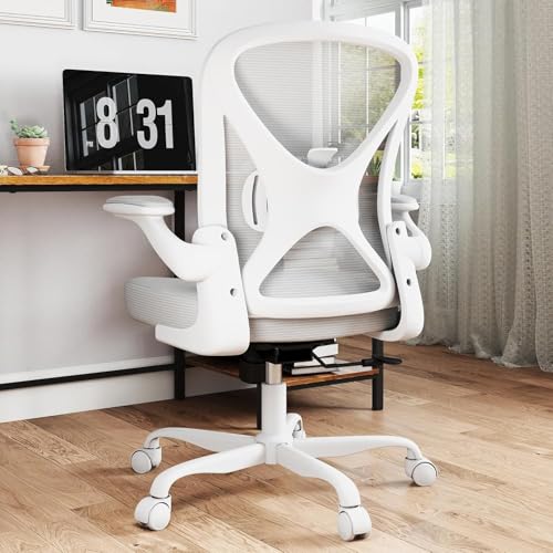 ZZH Ergonomischer Bürostuhl aus Netzstoff mit verstellbarer Lendenwirbelstütze und hochklappbaren Armen, atmungsaktiver Computer-Heimschreibtischstuhl mit 360 & Höhenverstellung, Grau ZZH Ergonomischer Bürostuhl aus Netzstoff mit verstellbarer Lendenwirbelstütze und hochklappbaren Armen, atmungsaktiver Computer-Heimschreibtischstuhl mit 360 & Höhenverstellung, Grau von ZZH