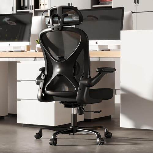 ZZH Ergonomischer Bürostuhl mit verstellbarer Lendenwirbelstütze und Kopfstütze, Netzstoff, Heimcomputer-Schreibtischstuhl mit hochklappbaren Armen, 360°-Rädern und Höhenverstellung, Schwarz ZZH Ergonomischer Bürostuhl mit verstellbarer Lendenwirbelstütze und Kopfstütze, Netzstoff, Heimcomputer-Schreibtischstuhl mit hochklappbaren Armen, 360°-Rädern und Höhenverstellung, Schwarz von ZZH