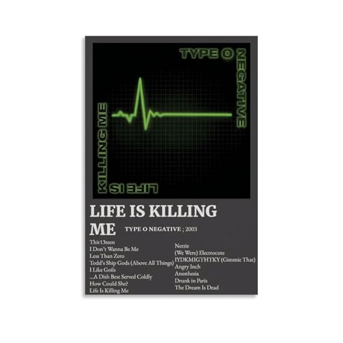 ZZHCMP Leinwandposter Typ O Negative Life Is Killing MeMural, Wohnzimmer-Dekoration, Schlafzimmer und Büro, Antifouling, wasserdicht, feuchtigkeitsbeständig, Jugendgeschenk, ungerahmt, 60 x 90 cm ZZHCMP Leinwandposter Typ O Negative Life Is Killing MeMural, Wohnzimmer-Dekoration, Schlafzimmer und Büro, Antifouling, wasserdicht, feuchtigkeitsbeständig, Jugendgeschenk, ungerahmt, 60 x 90 cm von ZZHCMP