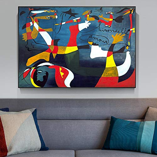 Druck auf Leinwand Joan Miro Berühmte Abstrakte Gemälde Wandkunst Poster Bilder für Moderne Wohnzimmer Dekor Cuadros 80x100cm (32x40in) Rahmenlos von ZZHL