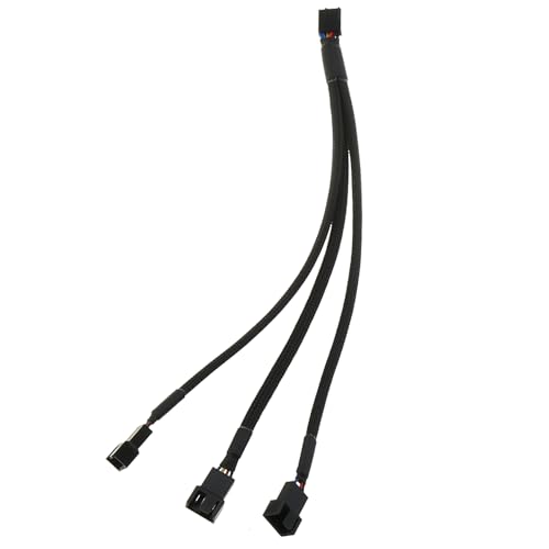 ZZHXSM Schwarzes 1-in-3-Lüfter-Netzkabel, Computerlüfter, 4-poliges Verlängerungskabel, 1 auf 3 Hub, Verlängerungskabel, geeignet für die Erweiterung des Motherboard-CPU-Steckers von ZZHXSM