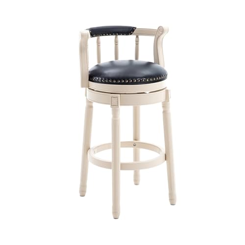 ZZHYTANG Barhocker Aus Massivholz, Amerikanischer Stil Thekenhocker Mit Hoher Rückenlehne Bequemes Luxus-Retro-Leder Drehbare Barhocker & Hochstühle(A-Black,High 65cm) von ZZHYTANG