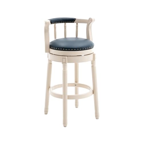 ZZHYTANG Barhocker Aus Massivholz, Amerikanischer Stil Thekenhocker Mit Hoher Rückenlehne Bequemes Luxus-Retro-Leder Drehbare Barhocker & Hochstühle(A-Blue,High 65cm) von ZZHYTANG