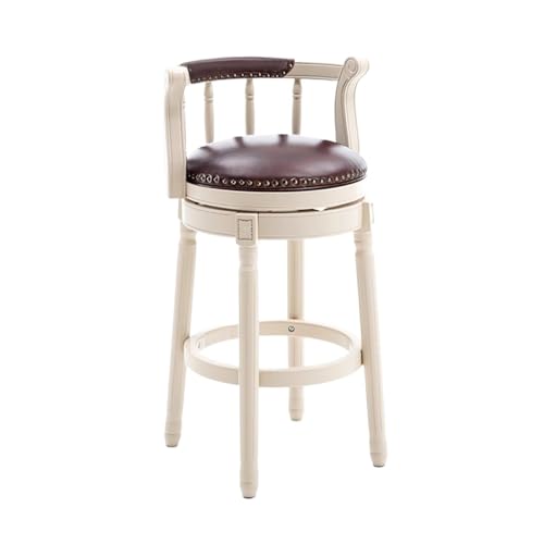ZZHYTANG Barhocker Aus Massivholz, Amerikanischer Stil Thekenhocker Mit Hoher Rückenlehne Bequemes Luxus-Retro-Leder Drehbare Barhocker & Hochstühle(A-Brown,High 75cm) von ZZHYTANG