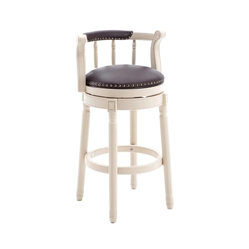 ZZHYTANG Barhocker Aus Massivholz, Amerikanischer Stil Thekenhocker Mit Hoher Rückenlehne Bequemes Luxus-Retro-Leder Drehbare Barhocker & Hochstühle(A-Coffee,High 75cm) von ZZHYTANG