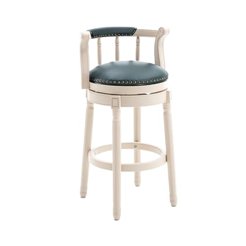 ZZHYTANG Barhocker Aus Massivholz, Amerikanischer Stil Thekenhocker Mit Hoher Rückenlehne Bequemes Luxus-Retro-Leder Drehbare Barhocker & Hochstühle(A-Green,High 65cm) von ZZHYTANG
