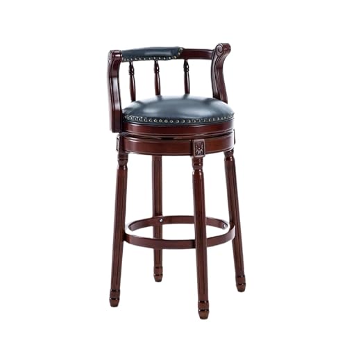 ZZHYTANG Barhocker Aus Massivholz, Amerikanischer Stil Thekenhocker Mit Hoher Rückenlehne Bequemes Luxus-Retro-Leder Drehbare Barhocker & Hochstühle(Blau,High 65cm) von ZZHYTANG