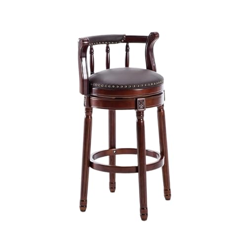 ZZHYTANG Barhocker Aus Massivholz, Amerikanischer Stil Thekenhocker Mit Hoher Rückenlehne Bequemes Luxus-Retro-Leder Drehbare Barhocker & Hochstühle(Coffee,High 75cm) von ZZHYTANG