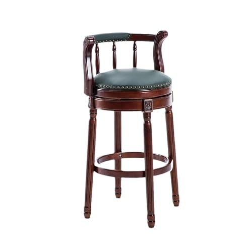 ZZHYTANG Barhocker Aus Massivholz, Amerikanischer Stil Thekenhocker Mit Hoher Rückenlehne Bequemes Luxus-Retro-Leder Drehbare Barhocker & Hochstühle(Grün,High 65cm) von ZZHYTANG