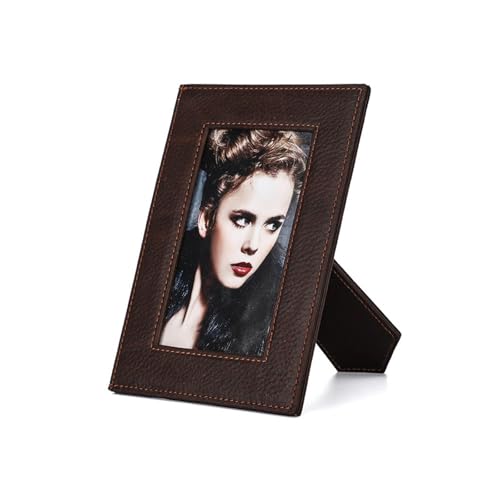 ZZHYTANG Bilderrahmen Hohe Auflösung Dauerhaft Fotorahmen Retro Schreibtisch Kunsthandwerk Braunes Leder Dekorationen for Ihr Zuhause for Geburtstag Festival Familie Liebhaber Geschenk von ZZHYTANG