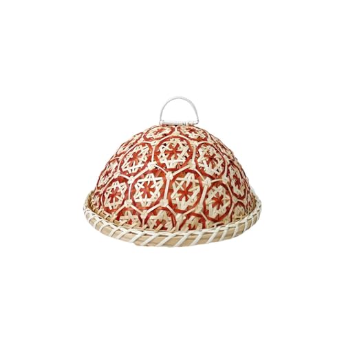 ZZHYTANG Handgemachter Runder Rattanweb-Brotkorb Und Obsttablett Mit Deckel, Ästhetisches Geschirr for Küche Und Esszimmer(Brown-26cm) von ZZHYTANG