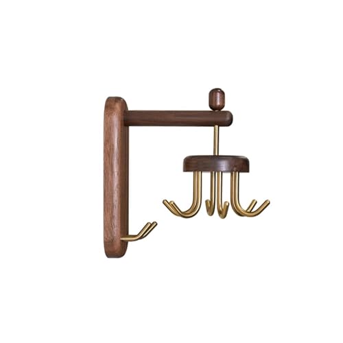 ZZHYTANG Rotations-Haken, Weinlese Sockel Aus Schwarzem Nussbaumholz Drehbar Multifunktionale Aufbewahrung Goldene Haken for Die Küche(B) von ZZHYTANG