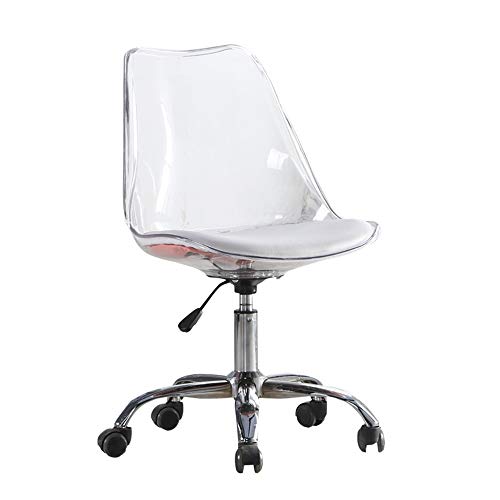 Drehstuhl Transparent Zurück Drehstuhl, Einfacher Abhebbarer Computer Stuhl Drehbare Haushalt Kleiner Stuhl Studie Bürostuhl Mit Schwammkissen, 2 Farben Arbeitsstuhl (Color : White) von ZZHZY