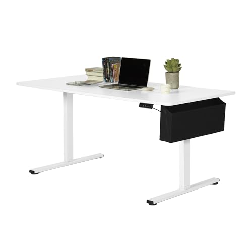 ZZINOKE 160 x 80 cm Höhenverstellbarer Schreibtisch mit USB, Elektrischer Schreibtisch mit Memory-Steuerung, Ergonomisch Standing Desk, mit 1 Aufbewahrungstasche und 1 Haken,Weiß von ZZINOKE