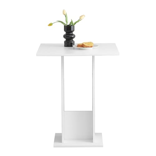 ZZINOKE Bartisch,Quadratischer Tisch,65 x 65 x 78 cm,Hochtisch,Esstisch für Kleine Räume,Outdoor Bartisch,Küche Hochtisch, geeignet für Küchen, Balkone und Bars,Moderner Minimalistischer Stil,Weiß von ZZINOKE