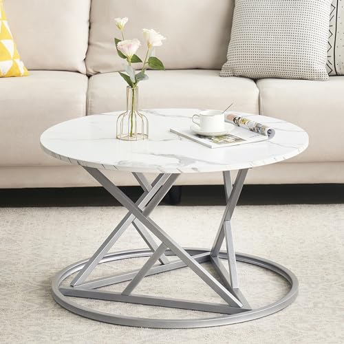 ZZINOKE Couchtisch Rund,Marmor Couchtisch mit Grau Metallrahmen,80cm Geräumiger Desktop,Wohnzimmertisch Modern,Beistelltisch Rund Weiß ZZINOKE Couchtisch Rund,Marmor Couchtisch mit Grau Metallrahmen,80cm Geräumiger Desktop,Wohnzimmertisch Modern,Beistelltisch Rund Weiß von ZZINOKE