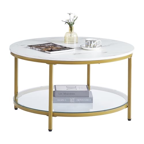 ZZINOKE Couchtisch Rund,Marmor Couchtisch mit Stauraum,80cm Geräumiger Desktop,Wohnzimmertisch Modern,Sofatisch, für Wohnzimmer, mit Glasplatte, Weiß ZZINOKE Couchtisch Rund,Marmor Couchtisch mit Stauraum,80cm Geräumiger Desktop,Wohnzimmertisch Modern,Sofatisch, für Wohnzimmer, mit Glasplatte, Weiß von ZZINOKE