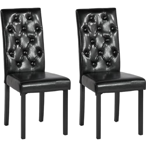 ZZINOKE Esszimmerstühle 2er Set, Küchenstühle mit Hoher Rückenlehne, Gepolsterter Sitz,Wohnzimmerstuhl aus Massivholzbeinen und Kunstleder, Esszimmer, Büro, Bar, Schwarz von ZZINOKE