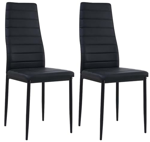 ZZINOKE Esszimmerstühle 2er Set, Kunstleder, SGS-geprüft, Hohe Rückenlehne, Wasserdicht, Küchenstuhl, Esszimmer Stühle oder Esstisch Stuhl, Schwarz von ZZINOKE