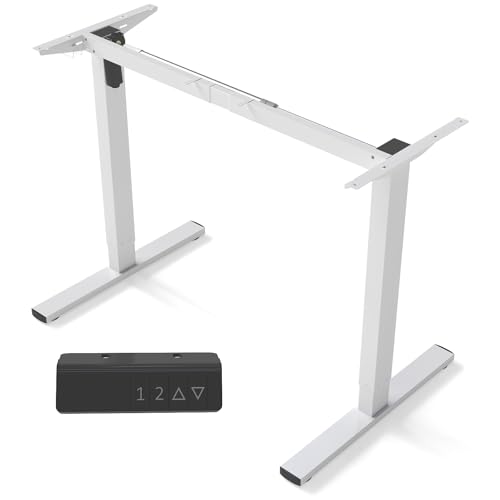 ZZINOKE Höhenverstellbarer Schreibtisch, Elektrisch Tischgestell, Ohne Desktop, Mit 2-Gang-Speichereinstellung und USB-Ladedesign, Zwei-Wege-Teleskop, Weiß von ZZINOKE