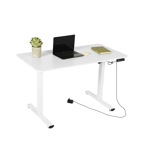 ZZINOKE Höhenverstellbarer Schreibtisch mit USB-Ladeanschluss, Robust und Langlebig, Elektrischer Schreibtisch mit Memory-Steuerung, Ergonomischer Standing Desk, 120 x 60 cm, Weiß von ZZINOKE