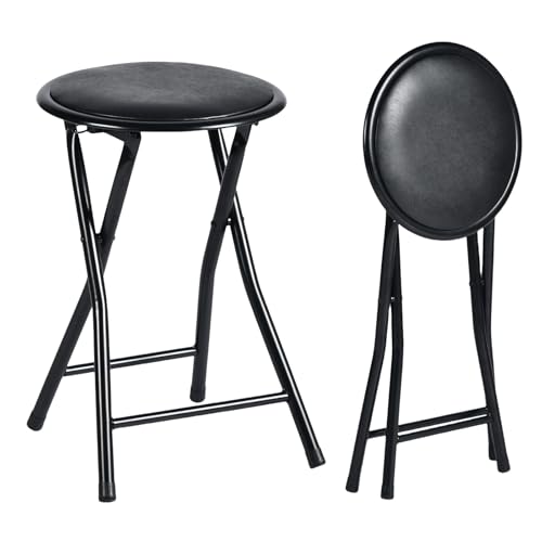 ZZINOKE Klapphocker 2er Set,Kein Zusammenbau Erforderlich,30×30×46cm,hocker mit Polsterung,Geeignet für Küche, Balkon, Bistro,Garten und Außenbereich (Schwarz) von ZZINOKE