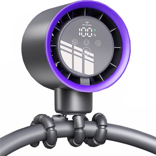 ZZJTPA Tragbarer Kinderwagen-Ventilatoren, LED-Anzeige-tragbarer Ventilator mit 4-Geschwindigkeit, kleiner Clip auf Ventilator mit 3-Licht, wiederaufladbarer Mini-persönlicher Ventilator von ZZJTPA