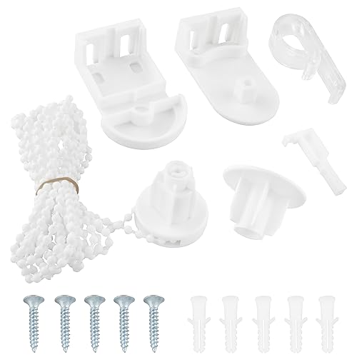 ZZLZX 1 Set Rollo-Kontrollkopf-Set (5 Schrauben) 25 mm Positionierhaken Perlenverschluss Vorhang Verdunkelung Ersatzteile Clip Unterstützung Halterung Kit Vorhang Perlenkette 3 Meter von ZZLZX