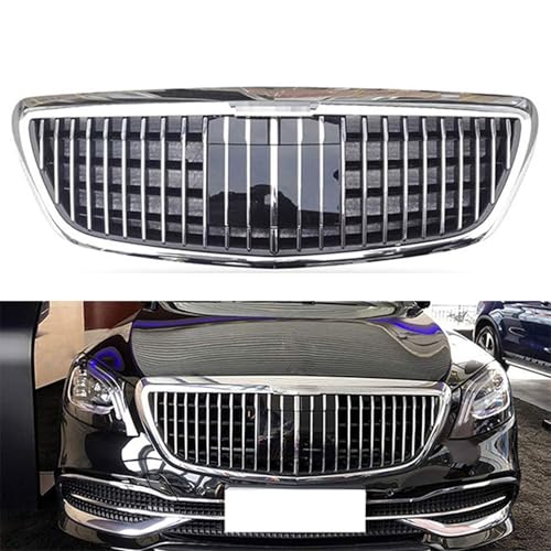 ZZPENGMB Auto Kühlergrill für Mercedes Benz S Class W222 2014 2015 2016 2017 2018 2019 2020, Front Kühlergrille Front Stoßstangengitter Auto Frontgrill Mesh Grill, Auto Ersatz Zubehör,Silver von ZZPENGMB