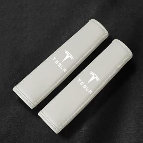 ZZRSXZSR 2 Pcs Gurtpolster Auto für Tesla Model x Plaid AWD 2021-2025,Gurtschutz Auto Innere ZubehöR,Beige von ZZRSXZSR