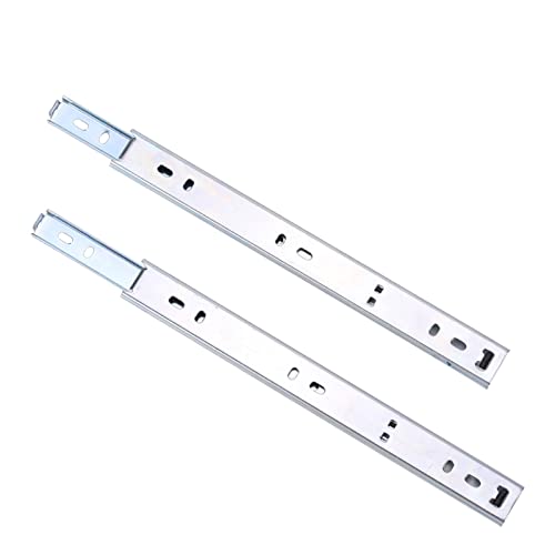ZZSRJ Breite 27 mm Schubladenführung Tablett Zwei Schienen Dämpfer Ball 2 Abschnitte Schiene (Farbe: Silber, Größe: 45,7 cm) von ZZSRJ