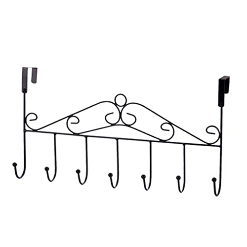 ZZSRJ Metallaufhänger Ständer auf Tür 7 Haken Mantelhaken Hängen Lagergestell Outdoor-Speicherzubehör (Color : Svart, Größe : One Size) von ZZSRJ