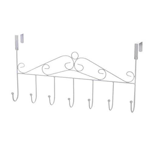 ZZSRJ Metallaufhänger Ständer auf Tür 7 Haken Mantelhaken Hängen Lagergestell Outdoor-Speicherzubehör (Color : White, Größe : One Size) von ZZSRJ