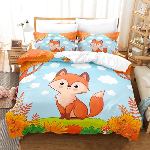 ZZTBQ Cartoon Fuchs Druck Bettwäsche für Kinder 135x200 Kinderbettwäsche Bettbezug und Kissenbezug-Set Schöne Tier Thema Einzelbettwäsche Set ZZTBQ Cartoon Fuchs Druck Bettwäsche für Kinder 135x200 Kinderbettwäsche Bettbezug und Kissenbezug-Set Schöne Tier Thema Einzelbettwäsche Set von ZZTBQ