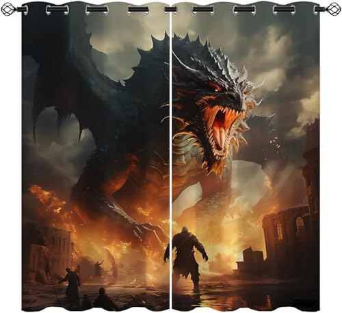 ZZTBQ Dragons Blickdichter Vorhänge Mit Ösen Dragon Ösen Gardinen Wärmegedämmt Drach, 3D Drache, Drachen 280x175cm Für Jungen Mädchen Kinder Schlafzimmer ZZTBQ Dragons Blickdichter Vorhänge Mit Ösen Dragon Ösen Gardinen Wärmegedämmt Drach, 3D Drache, Drachen 280x175cm Für Jungen Mädchen Kinder Schlafzimmer von ZZTBQ