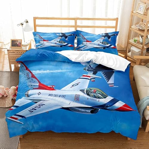 ZZTBQ Flugzeug 3D Kämpfer Bettwäsche für Kinder 135x200 Kinderbettwäsche Bettbezug und Kissenbezug-Set Luftfahrt Militär Stil Themen Einzelbettwäsche Set ZZTBQ Flugzeug 3D Kämpfer Bettwäsche für Kinder 135x200 Kinderbettwäsche Bettbezug und Kissenbezug-Set Luftfahrt Militär Stil Themen Einzelbettwäsche Set von ZZTBQ