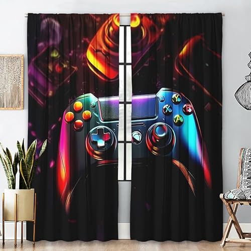 ZZTBQ Gamer Thermovorhang Kälteschutz Gaming2er Set H 175 x B 140 cm Schlafzimmer Gardinen Blickdicht Bunt 6 Verdunklungsvorhänge mit Ösen Thermal Curtains Blackout von ZZTBQ