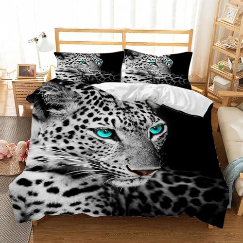ZZTBQ Geparden Drucken Bettwäsche 220x240 Bettbezug Erwachsener 220 x 240 Leopard Wild Animal Theme Bettwäsche-Sets 220x240 aus Mikrofaser mit Reißverschluss von ZZTBQ