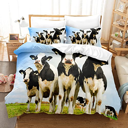 ZZTBQ Highland Kuh Bettwäsche 220x240 Bettbezug Erwachsener 220 x 240 Kühe Grünland Kuh Bauernhaus Tier Bettwäsche-Sets 220x240 aus Mikrofaser mit Reißverschluss von ZZTBQ