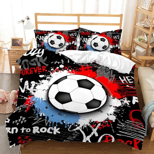 ZZTBQ Kinderbettwäsche 100x135 Baby Bettwäsche Trendiger, Cooler Graffiti-Cartoon-Fußball-Druck Bettbezug und Kissenbezug-Set Baby Bettwäsche Set für Kleinkinder und Babybetten von ZZTBQ