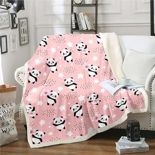 ZZTBQ Panda Drucken Kuscheldecke für Erwachsene Cartoon Motiv Warm Sherpa Decke Dicke Sofa Flanell Fleecedecke 150x200cm Bunter Panda Überwurfdecke für Bett Ultra Weich Flauschige Wohndecke von ZZTBQ