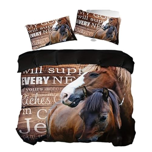 ZZTBQ Pferde Bettwäsche 155x220 3teilig Pferde-Motiv Freedom Kinderbettwäsche 1 Bettbezug 155x220 cm + 2 Kissenbezüge 80X80 cm, Tierdekor Bettwäsche-Sets Polyester Mikrofaser mit Reißverschluss ZZTBQ Pferde Bettwäsche 155x220 3teilig Pferde-Motiv Freedom Kinderbettwäsche 1 Bettbezug 155x220 cm + 2 Kissenbezüge 80X80 cm, Tierdekor Bettwäsche-Sets Polyester Mikrofaser mit Reißverschluss von ZZTBQ