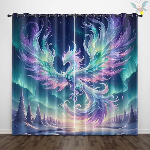 ZZTBQ Phönix Thermovorhang Verdunklungsvorhänge Ösen Tier Vögel2er Set H 200 x B 140 cm Schlafzimmer Gardinen und Vorhänge Nordlicht Blickdicht ZZTBQ Phönix Thermovorhang Verdunklungsvorhänge Ösen Tier Vögel2er Set H 200 x B 140 cm Schlafzimmer Gardinen und Vorhänge Nordlicht Blickdicht von ZZTBQ