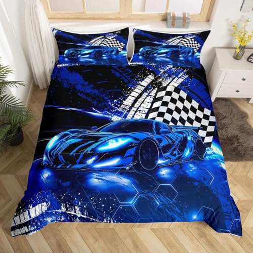 ZZTBQ Rennwagen Bettwäsche-Set für Kinder 135x200 2teilig Speed Sportwagen Kinderbettwäsche 1 Bettbezug 135x200 cm + 1 Kissenbezüge 80X80 cm, Blau Kinder Bettwäsche-Sets mit Reißverschluss ZZTBQ Rennwagen Bettwäsche-Set für Kinder 135x200 2teilig Speed Sportwagen Kinderbettwäsche 1 Bettbezug 135x200 cm + 1 Kissenbezüge 80X80 cm, Blau Kinder Bettwäsche-Sets mit Reißverschluss von ZZTBQ