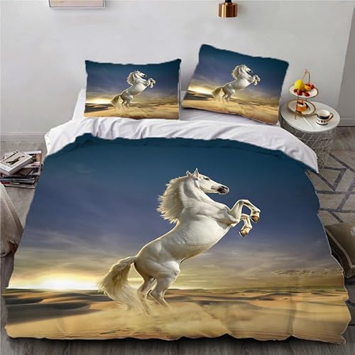 ZZTBQ Weißes Pferd Drucken Bettwäsche Set 155x220 Kinder Bettwäsche Set Wild Tier Themed Bettbezug und Kissenbezug für Kinder Jungen Mädchen Jugend Schlafzimmer ZZTBQ Weißes Pferd Drucken Bettwäsche Set 155x220 Kinder Bettwäsche Set Wild Tier Themed Bettbezug und Kissenbezug für Kinder Jungen Mädchen Jugend Schlafzimmer von ZZTBQ