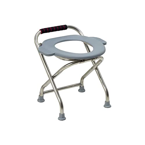 Faltbarer Toiletten-/Duschstuhl Tragbarer WC-Sitz, kompakter leichter Innen- und Außenbereich CommodeHeavy-Duty Edelstahl-Stuhl-Stuhl for dauerhafte und bequeme Camping Toiletten-Alternativstuhl von ZZTWER