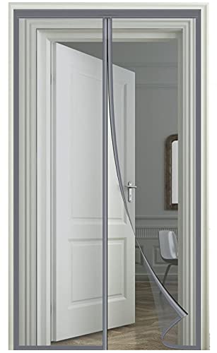 Magnetisches Fliegengitter für Tür，90x200cm (35.43x78.74in) Insektenschutz Balkontür ，Magnet Automatisch Verschließen，Robuster Netzvorhang Halten Sie Fehler Fern,Lässt Frische Luft Herein-Grau von ZZUU
