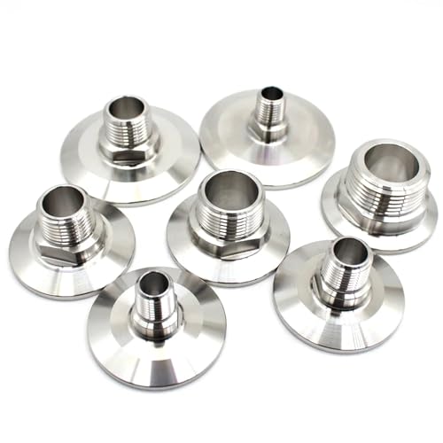 Tri-Clamp-Steckeradapter SS304 Edelstahl Homebrew-Versorgungsanschluss Edelstahlzwinge 1/4"-4"(TC25.2x1I2inch) von ZZWFMW