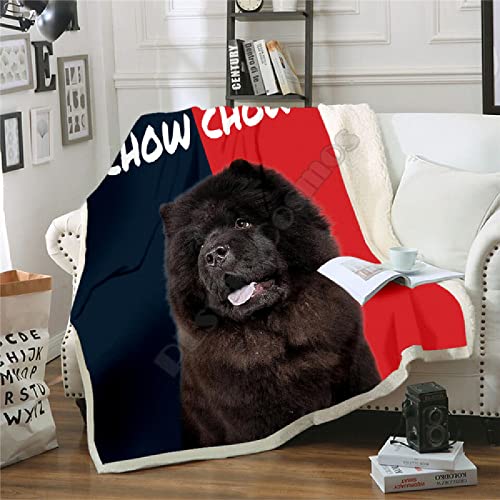 Kuscheldecke Flauschig Schwarzer Chow-Chow, Warme Flanell Fleecedecke Wohndecke Sofadecke, Weiche Plüsch Decke Blanket Für Kinder Erwachsene, Wendedecke Wolldecke Tagesdecke 220x240 XXL von ZZXHG