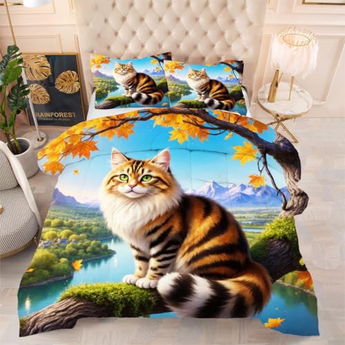 ZZXHG Atmungsaktiv 3D Druck Bettdecke Maschinenwaschbar - Gelbe Tierkatze, Weiche Bettdecke Set mit 2 Kissenhüllen 80x80 cm für Familien, 200x200 cm, Vier Jahreszeiten ZZXHG Atmungsaktiv 3D Druck Bettdecke Maschinenwaschbar - Gelbe Tierkatze, Weiche Bettdecke Set mit 2 Kissenhüllen 80x80 cm für Familien, 200x200 cm, Vier Jahreszeiten von ZZXHG